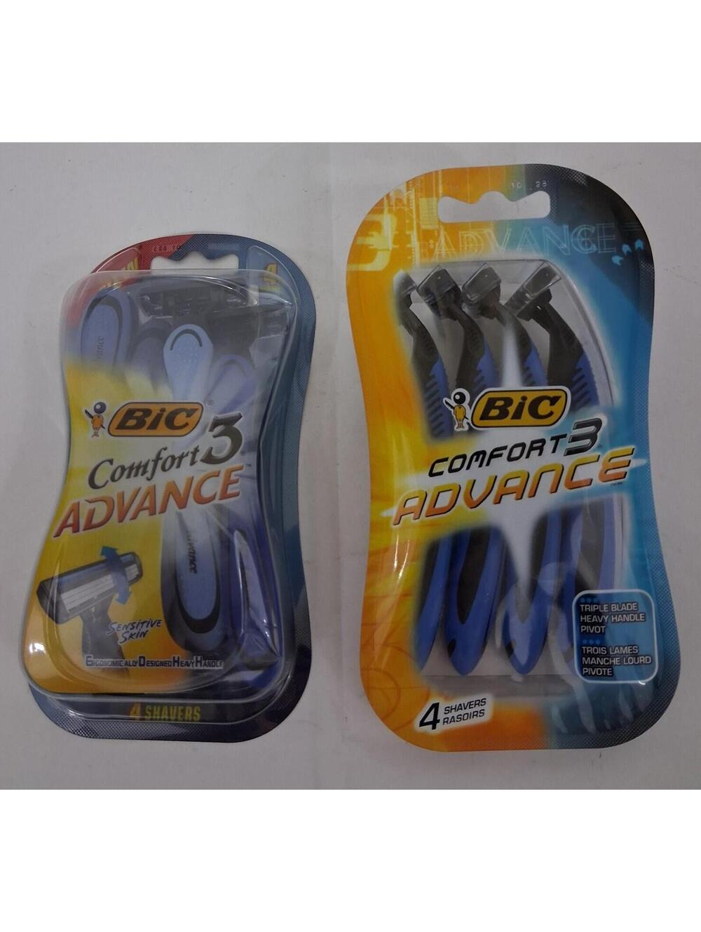 BIC Comfort 3 ADVANCE Lot 2 Packs 4 Shavers Each Total 8 Razors Brand-NEW Sealed